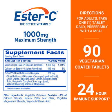 Ester-C Vitamin C 1,000 mg 90 Coated Tablets