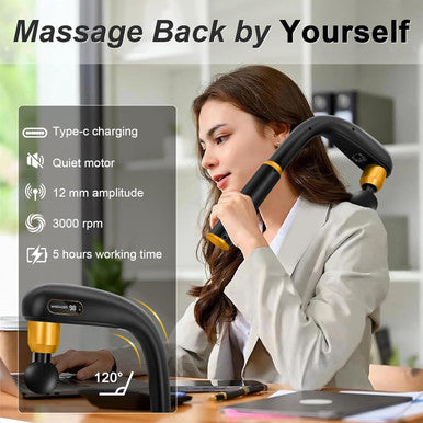 Massage Gun Deep Tissue With Extension Handle, Handheld Back Massager For Pain Relief Deep Tissue, Percussion Massage Gun For Neck/Shoulder/Waist/Legs/Foot/Muscle, 4 Massage Heads & 5 Speeds