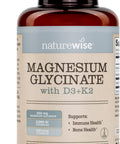 NatureWise Magnesium Glycinate 550mg + HighDose 10000 IU Vitamin D3 K2 100 mcg D3 K2 Magnesium Supplement Chelated for High Absorption Bone Support NonGMO USA Manufactured [30Day Supply]