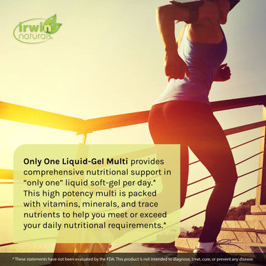 Irwin Naturals Only One Liquid-Gel Multi With Iron - 60 Liquid Soft-Gels Pack Of 2 - Omega-3 Oils Antioxidants & Green Super Foods - 120 Total Servings
