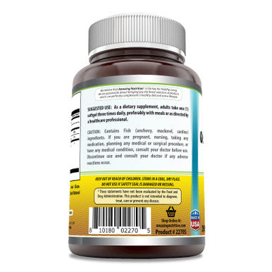 Amazing Omega Odorless Coated Fish Oil Supplement | 1000 Mg Per Serving | 250 Softgels | Non-Gmo | Gluten-Free | Made In Usa