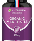 Laboratoires Nutrimea Organic Milk Thistle - Pure Seed Powder Excipient Free - Triple Action Liver Supplement: Detoxify Protect & Strengthen - 120 Vegan Capsules - High Strengh - French Expertise - Nutrimea