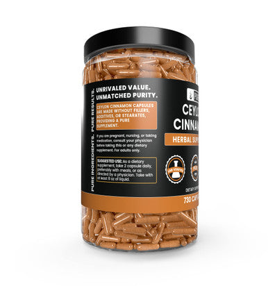 PURE ORIGINAL INGREDIENTS Ceylon Cinnamon And Berberine Capsules Bundle (730 Capsules Each) No Magnesium Or Rice Fillers, Lab Verified