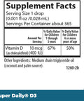 Carlson Kid's Super Daily D3 Vitamin D Drops for Kids 400 IU per drop 1Year Supply Heart and Immune Health Vegetarian Liquid Vitamin D Drops Unflavored 365 drops
