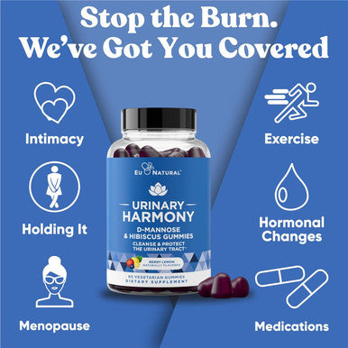 Eu Natural Urinary Tract Supplement Duo Killer Cranberry Capsules & Urinary Harmony Gummies - UT Defense blends D-mannose & Hibiscus + Cranberry Pine Bark Propolis & Vitamin D Clinical Strength Ingredients