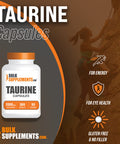 BulkSupplements Taurine Capsules - Taurine Supplement, Amino Supplement - 4 Taurine 500mg Capsules (2000mg), Taurine Pills - 90-Day Supply (360 Capsules)