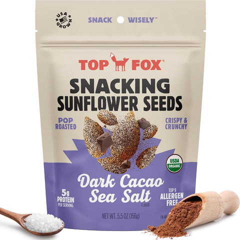 Top Fox Snacks Dark Cacao Sea Salt Sunflower Seeds To Eat (5.5 oz, Pack of 6) ÃƒÆ’Ã†â€™Ãƒâ€šÃ‚Â¢ÃƒÆ’Ã‚Â¢ÃƒÂ¢Ã¢â€šÂ¬Ã…Â¡Ãƒâ€šÃ‚Â¬ÃƒÆ’Ã‚Â¢ÃƒÂ¢Ã¢â‚¬Å¡Ã‚Â¬Ãƒâ€¦Ã¢â‚¬Å“ Keto Friendly Snacks, Allergen Free Snacks, Gluten Free Snacks, Protein Snacks, Keto Snacks, Paleo, & Vegan - Organic