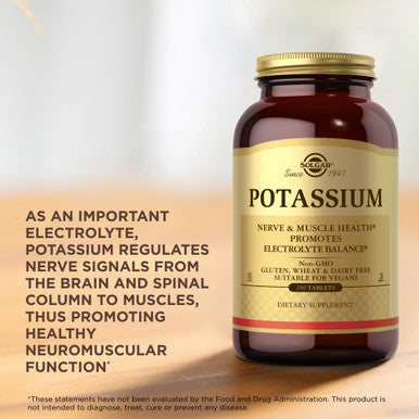 Solgar Potassium - 250 Tablets - Nerve & Muscle Health Promotes Electrolyte Balance - Vegan Gluten & Dairy Free Kosher - 250 Servings
