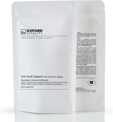 Uric Acid Support with Turmeric, Ginger, Bromelain, Vitamins & Minerals | Food Supplements for Men and Women by Oxford Vitality (120)