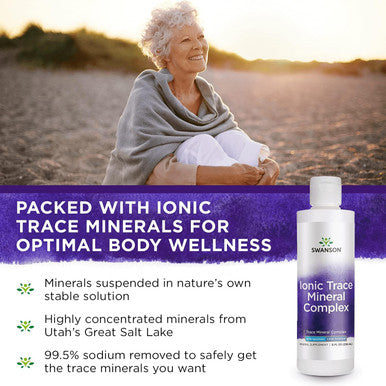 Swanson Concentrace Trace Mineral Drops 8oz-Complete Mineral Complex for Energy Hydration & Electrolyte Balance Over 72 High Absorption Ionic Minerals Such As Magnesium Potassium Calcium