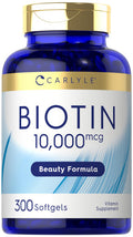 Carlyle Biotin 10000Mcg | 300 Softgels | Max Strength | Non-Gmo, Gluten Free Supplement