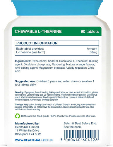 Health4All Kids L-Theanine 50mg 90 Chewable Tablets