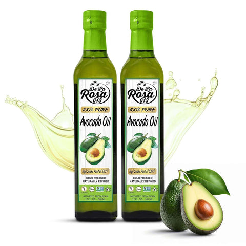 De La Rosa 100% Pure Avocado Oil, Kosher for Passover, Vegan, Non-GMO & Gluten Free, Great for High Smoke Point Cooking, First Cold Pressed Avocado Oil | 17 Oz (Pack of 1)