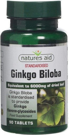 Natures Aid Ginkgo Biloba 6000 mg Equivalent Vegan 90 Tablets
