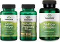 Swanson Digestive Health Bundle: Prebiotic + Probiotic Fiber - Tri-Fiber Complex - Colon Helper