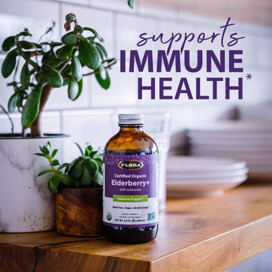 Flora SambuGuard Elderberry Immune Booster Echinacea No Added Sugar Gluten Free Liquid Daily Supplement Strengthen Immunity Detox Body Boost Energy 8.5oz. Powder