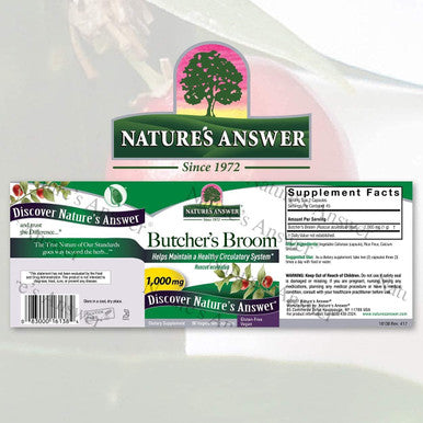 Nature'S Answer Butcher's Broom Root Supplement Capsules 90 Count | Promotes Blood Circulation | Supports Inflammation Reduction | Minimizes Varicose Veins (Pack of 2)