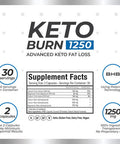 Keto Burn 1250 Burn Body Fat as Fuel, Boost Energy and, Suppress Appetite for Weight Loss and Performance (1 Bottle 30 Servings) (1 Bottle 30 Servings)