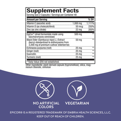 Nature'S Way Sambucus Advanced Immune Capsules With Black Elderberry, Vitamin C, Vitamin D, Ecea And Zinc, Immune System Support With Epicor*, 80 Capsules