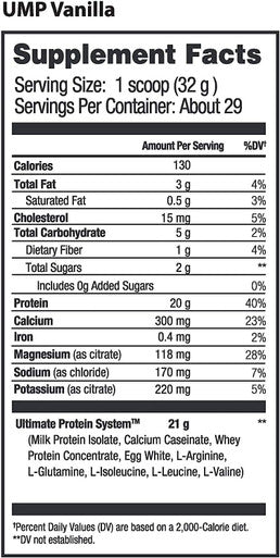 Beverly International UMP Protein Powder Vanilla Unique Whey Casein Ratio Builds Lean Muscle Easy to Digest No Bloat (32.8 oz) 2lb .8 oz