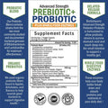 Prebiotics and Probiotic with Whole Food Enzymes for Adults Women Men Probiotics Lactobacillus Acidophilus Digestive Health Capsules Shelf Stable Supplement NonGMO Gluten Dairy Free 30ct
