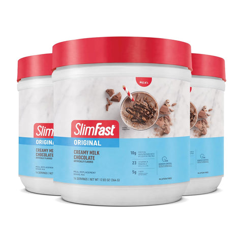 SlimFast Meal Replacement Powder, Original Strawberries & Cream, Weight Loss Shake Mix, 10g of Protein, 14 Servings (Pack of 3) (Packaging May Vary)