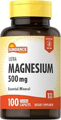 Sundance Magnesium Supplement 500mg Oxide 100 Coated Caplets Vegetarian NonGMO and Gluten