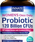 Innate Vitality Women's Probiotics, 120 Billion CFU, 32 Tested Strains, Probiotics for Women, Yeast Control, Vaginal pH Support, Prebiotics, Digestive Enzymes, Cranberry, Once Daily 30 Veggie Capsules