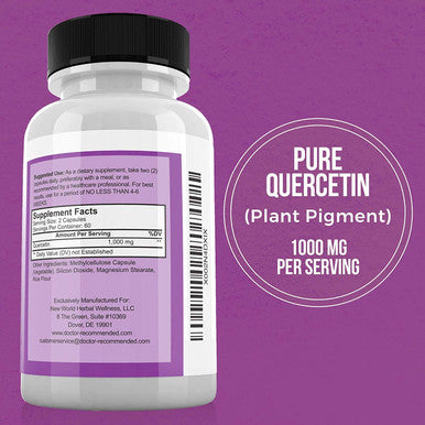 Quercetin 1000mg Per Serving 120 Veggie Capsules Vitamin Supplement to Support Cardiovascular Health Immune Response and Antiinflammatory 60 Day Supply Vegan and NonGMO