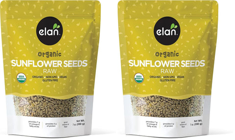 Elan Organic Raw Sunflower Seeds 7.1 oz Unsalted Kernels Shelled Seeds No Shell NonGMO Vegan GlutenFree Kosher All Natural Snacks & Toppings