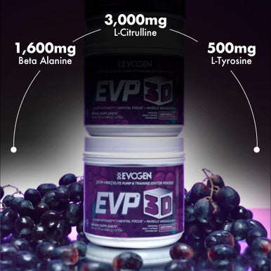 Evogen EVP 3D - Stim Free Pre Workout Powder for Men & Women | Sugar Free Non Stim Preworkout with Beta Alanine and Creatine for Energy & Pump | Juicy Grape | 40 Servings