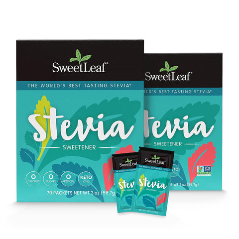 SweetLeaf Stevia Powder Packets Zero Calorie Sweetener with Stevia Leaf Extract No Artificial Sweetener Additive Sugar Keto Friendly Non GMO Gluten 70 Packets (Pack of 2)