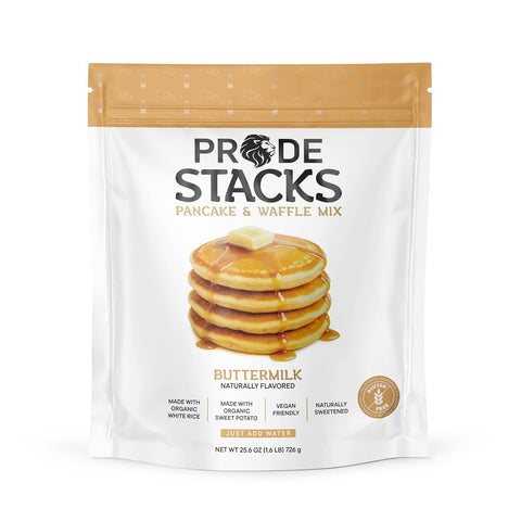 Pride Stacks Pancake & Waffle Mix - Organic Rice & Sweet Potato Blend, Brown Sugar Cinnamon
