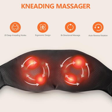 Rechargeable Neck Massager With Heat - Shiatsu Back And Neck Massager, Cordless Portable Kneading Shoulder Massage Shawl For Pain Relief Deep Tissue Christmas Gifts For Dad Mom Friends