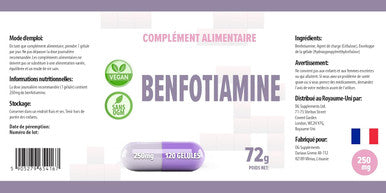 Benfotiamine 250Mg 120 Vegan Capsules, 3Rd Party Lab Tested, High Strength Supplement, Gluten And Gmo