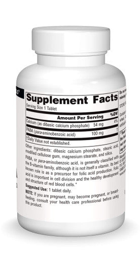 Source s PABA - Para-Amino Benzoic , 100 mg Dietary Supplement - 250 Tablets
