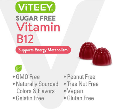 Vitamin B12 Gummies For Adults & Teens 1000Mcg, Sugar - Good For Energy, Metabolism, Natural Energy Support - Vegan, Gelatin Free, Gluten Free, Gmo - Tasty Chewable Strawberry Flavored Gummy