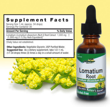 Nature'S Answer Lomatium Root Alcohol - 1000 mg - Gluten - Herbal - 1 fl oz (Pack of 2)