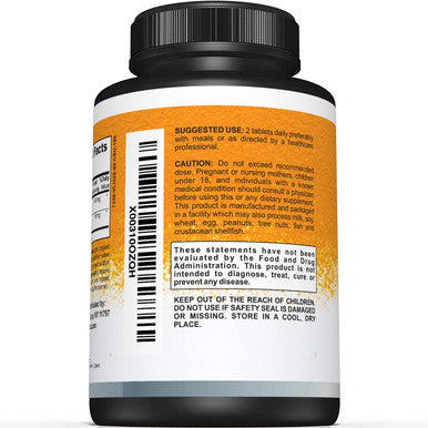 Sunergetic USDA Certified Organic Turmeric Supplement ÃƒÂ¢Ã¢â€šÂ¬Ã¢â‚¬Å“ Includes Organic Turmeric & Organic Black Pepper ÃƒÂ¢Ã¢â€šÂ¬Ã¢â‚¬Å“ 1,400mg of Turmeric per Serving - 180 Count