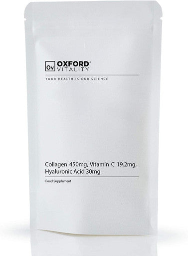 Collagen 450mg, Vitamin C 19.2mg, Hyaluronic Acid 30mg Capsules | Bones & Skin, Iron Absorption | Oxford Vitality (120)