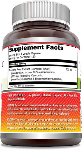 Amazing Nutrition Formulas Curcumin Supplement | 700 Mg | 120 Veggie Capsules | Turmeric Root Extract | Non-GMO | Gluten | Made in USA
