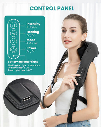Nekteck Neck Massager, Cordless 6D Shiatsu Neck And Back Massager, Neck Massager For Pain Relief Deep Tissue, Ideal For Men And Women, Ideal For Home, Office And Car, With Heat, Black