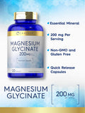 Carlyle Magnesium Glycinate | 200mg | 120 Capsules | Non-GMO and Gluten Supplement