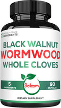 Satoomi 5 In 1 Wormwood Capsules Supplement - With Black Walnut Cloves Turmeric And Berberine Hcl - 90 Capsules - Immune System & Digestion Health