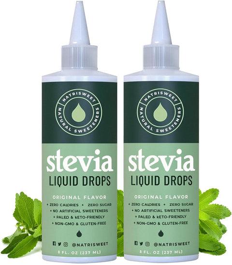 Natrisweet Liquid Stevia Drops 8oz 2pack Pure Sweetener from Stevia Extract PlantBased Sugar Substitute Zero Calorie Keto Sweetner Mix Liquid Sugar into Drinks and Treats NonGMO
