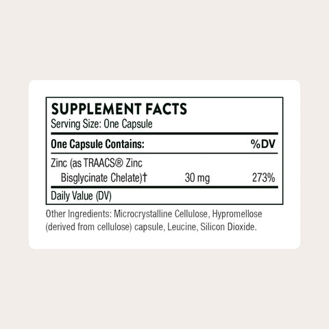 Thorne - Zinc Bisglycinate 30 Mg - Highly Absorbable Zinc Supplement - Supports Immune System Eye Skin & Reproductive Health - Third-Party Certified - Gluten Dairy & Soy-Free 60 Capsules