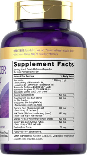 Carlyle Gallbladder Formula | 120 Quick Release Capsules | Complete Digestive Enzyme Complex | Non-GMO & Gluten Supplement