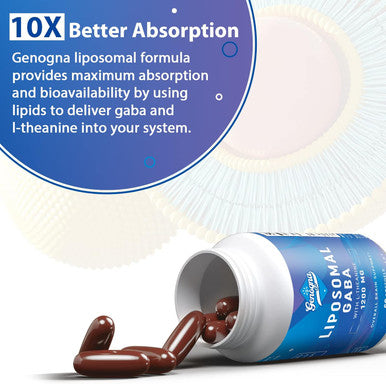 GABA with L-Theanine Supplement 1200mg - High Bioavailable Liposomal GABA Supplements, 60 Capsules for Adults