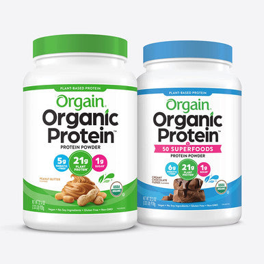 Orgain Bundle Peanut Butter Protein Powder and Chocolate Protein Superfoods Powder Vegan Made without Dairy Gluten and Soy NonGMO