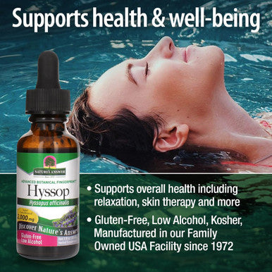 Nature'S Answer Hyssop Herb Supplement with Organic Alcohol 1-Fluid Ounce | Promotes Overall Wellness | Calming Aid | Natural Stress Reliever